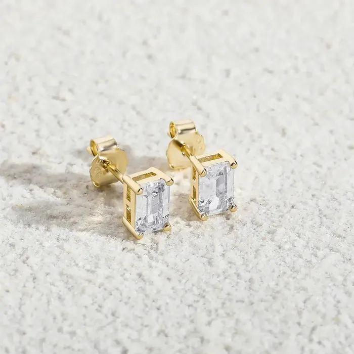 Earrings The Icetruck Iced Baguette Stud Earrings in Yellow Vermeil Earrings The Icetruck Iced Baguette Stud Earrings in Yellow Vermeil