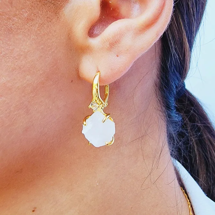 Earrings Uniquelan Jewelry Raw Moonstone Necklace Earrings Set Earrings Uniquelan Jewelry Raw Moonstone Necklace Earrings Set