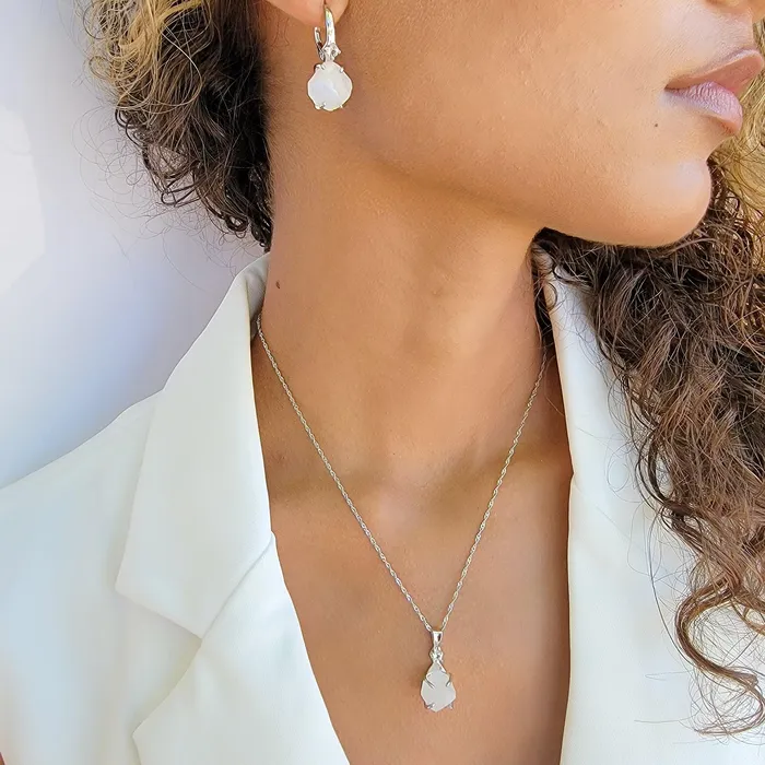 Earrings Uniquelan Jewelry Raw Moonstone Necklace Earrings Set Earrings Uniquelan Jewelry Raw Moonstone Necklace Earrings Set