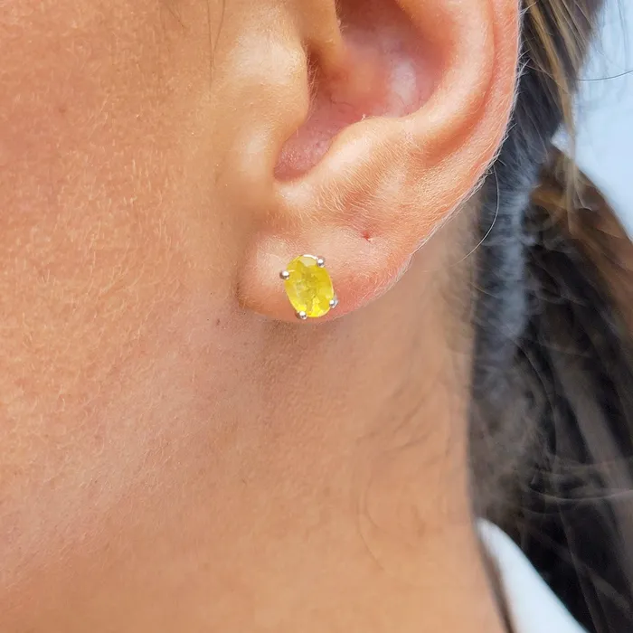 Earrings Uniquelan Jewelry Yellow Sapphire Heart Stud Earrings