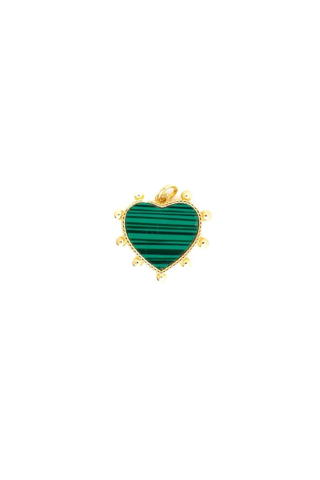 Elizabeth Cole Jewelry Charm Necklaces MalachiteHeartCharm