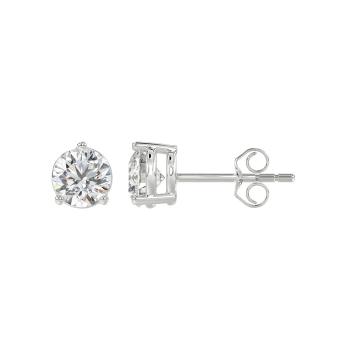 Ethos Earrings 14K WHITE GOLD 2CT ROUND DIAMOND LADIES SOLITAIRE EARRINGS
