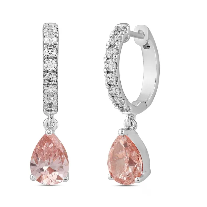 Ethos Earrings 14K WHITEROSE GOLD 200CT ROUNDPEAR DIAMOND LADIES HOOPS EARRINGS Ethos Earrings 14K WHITEROSE GOLD 200CT ROUNDPEAR DIAMOND LADIES HOOPS EARRINGS