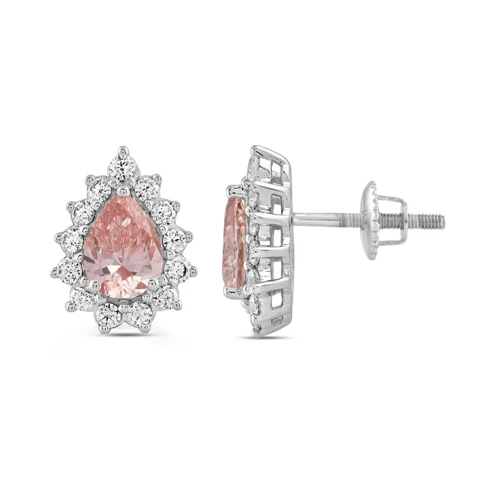 Ethos LADIES EARRINGS 3CT ROUNDPEAR DIAMOND 14K WHITEROSE GOLD CENTER STONE PEAR DIAMOND 1CT Earrings