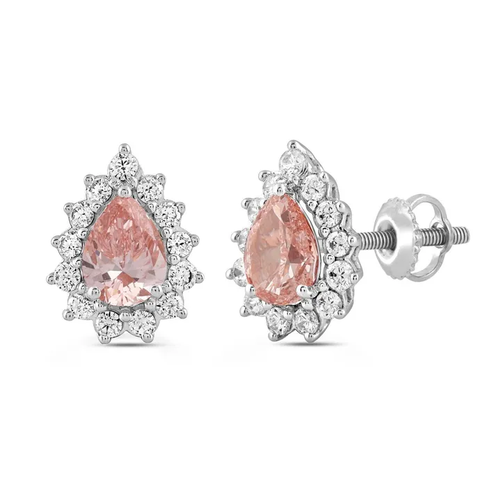 Ethos LADIES EARRINGS 3CT ROUNDPEAR DIAMOND 14K WHITEROSE GOLD CENTER STONE PEAR DIAMOND 1CT Earrings