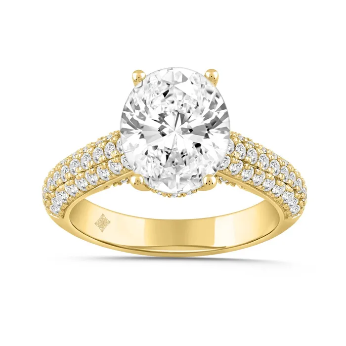 Ethos LADIES RING 375CT ROUNDOVAL DIAMOND 14K YELLOW GOLD CENTER STONE OVAL DIAMOND 300CT Rings