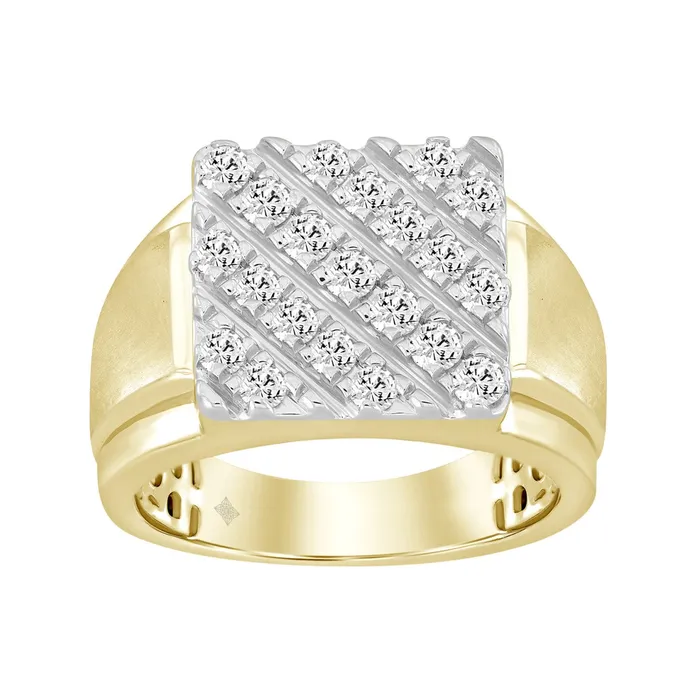 Ethos Rings 10K YELLOW GOLD 100CT ROUND DIAMOND MENS RING