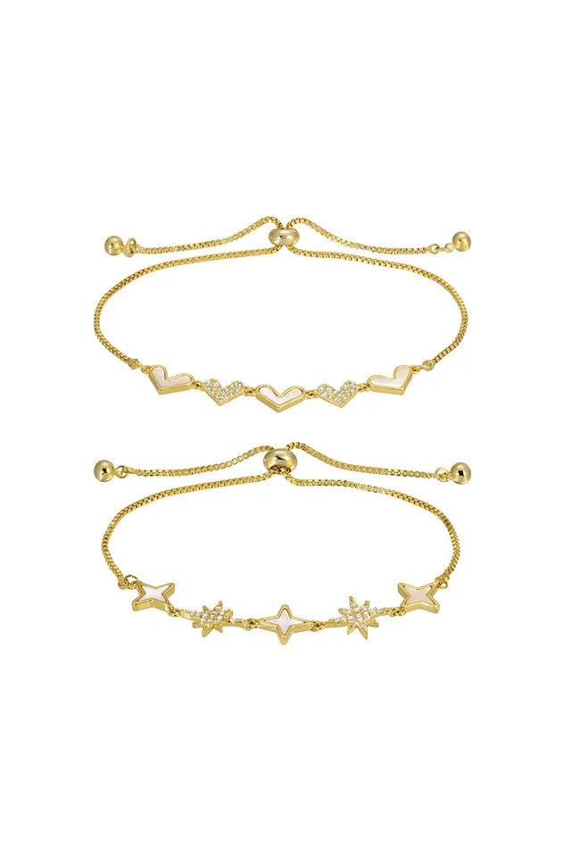 Eye Candy LA Bracelets Luna Heart CZ Bracelet Set