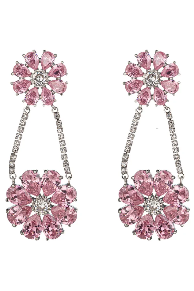 Eye Candy LA Earrings Lina Pink CZ Dangle Earrings