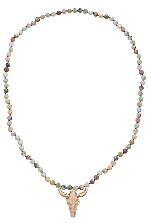 Eye Candy LA Necklaces Owen Amazonite Bull Pendant Necklace