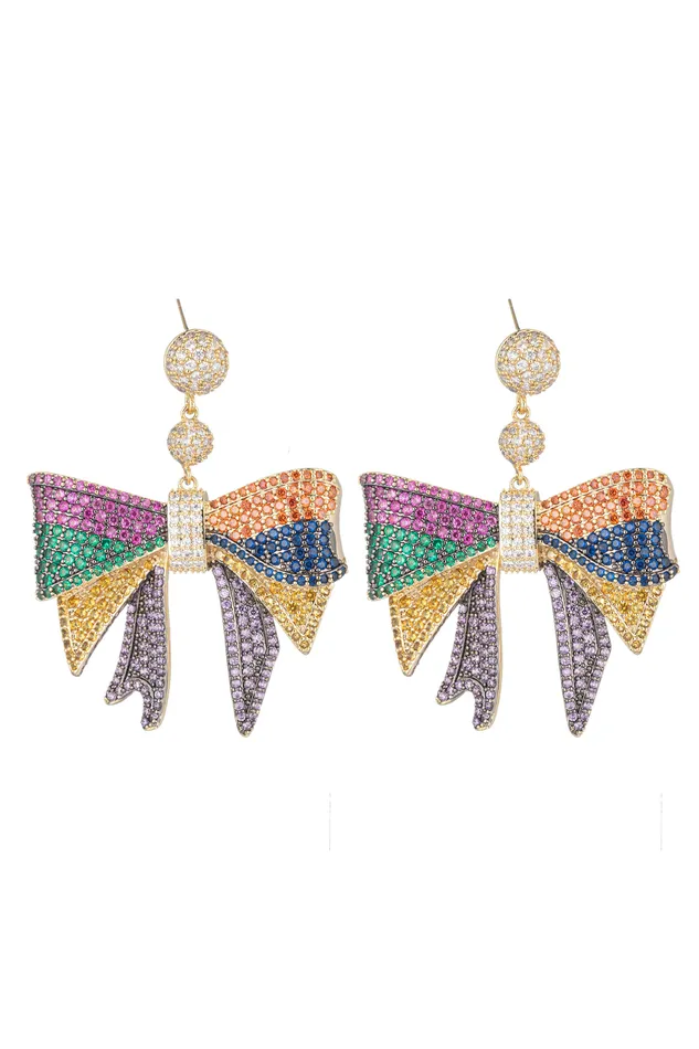 Eye Candy LA Rainbow Bow Earrings Earrings