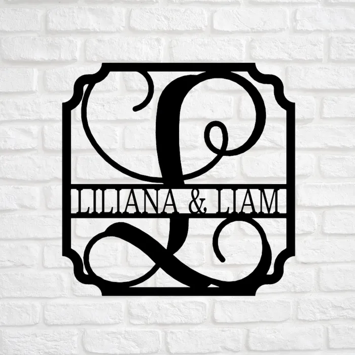 Fancy Initial Letter with Fancy Square Metal Sign Family Name Sign Initial Wall Decor Front Porch Name Sign My Easy Monogram Necklaces Fancy Initial Letter with Fancy Square Metal Sign Family Name Sign Initial Wall Decor Front Porch Name Sign My Easy Monogram Necklaces