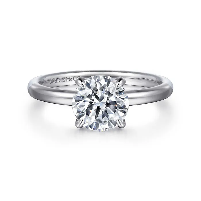Gabriel 14K White Gold 010ctw Hidden Halo Style Diamond SemiMount Engagement Ring GABRIEL CO Rings