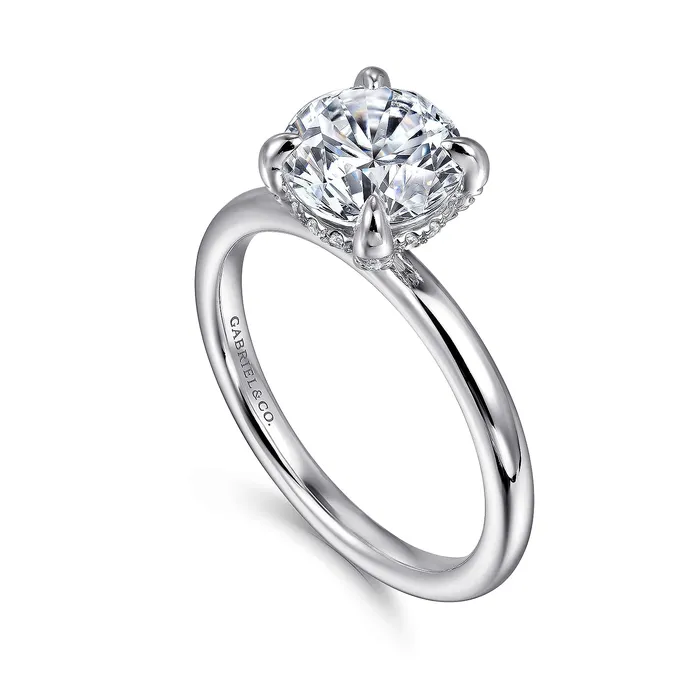 Gabriel 14K White Gold 010ctw Hidden Halo Style Diamond SemiMount Engagement Ring GABRIEL CO Rings Gabriel 14K White Gold 010ctw Hidden Halo Style Diamond SemiMount Engagement Ring GABRIEL CO Rings