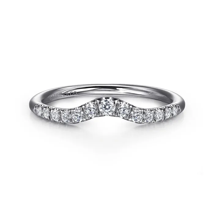 Gabriel 14K White Gold 025ctw Chevron Diamond Band GABRIEL CO Rings