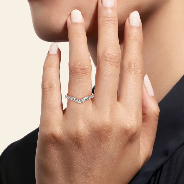 Gabriel 14K White Gold 025ctw Chevron Diamond Band GABRIEL CO Rings Gabriel 14K White Gold 025ctw Chevron Diamond Band GABRIEL CO Rings