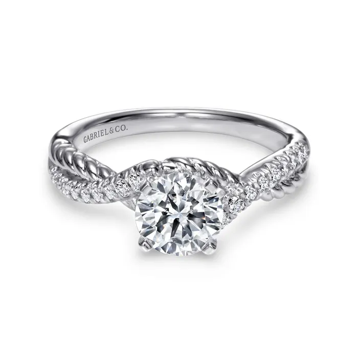 Gabriel 14K White Gold 17ctw 4 Prong Style Diamond SemiMount Engagement Ring GABRIEL CO Rings Gabriel 14K White Gold 17ctw 4 Prong Style Diamond SemiMount Engagement Ring GABRIEL CO Rings