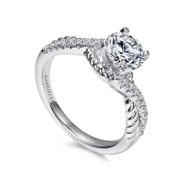 Gabriel 14K White Gold 17ctw 4 Prong Style Diamond SemiMount Engagement Ring GABRIEL CO Rings Gabriel 14K White Gold 17ctw 4 Prong Style Diamond SemiMount Engagement Ring GABRIEL CO Rings