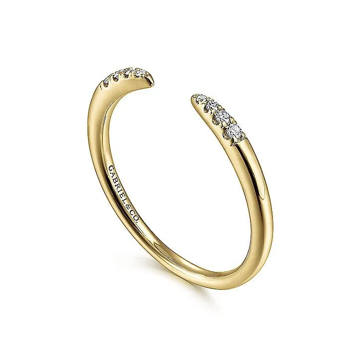 Gabriel 14K Yellow Gold 06ctw Cuff Style Tapered Band GABRIEL CO Rings Gabriel 14K Yellow Gold 06ctw Cuff Style Tapered Band GABRIEL CO Rings