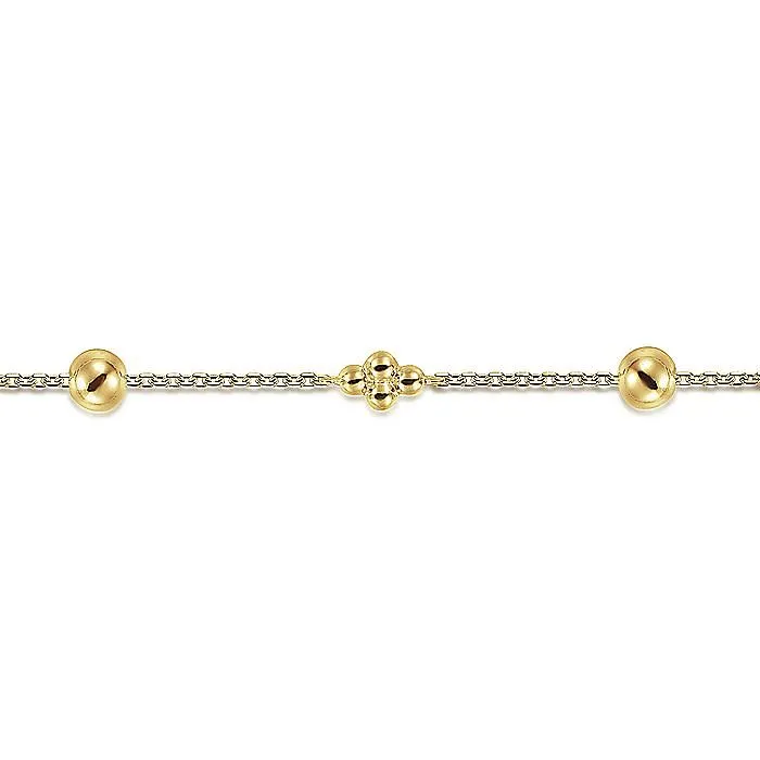 GABRIEL CO Bracelets Gabriel 14K Yellow Gold 7 Solid Station Cable Link Fashion Bracelet GABRIEL CO Bracelets Gabriel 14K Yellow Gold 7 Solid Station Cable Link Fashion Bracelet