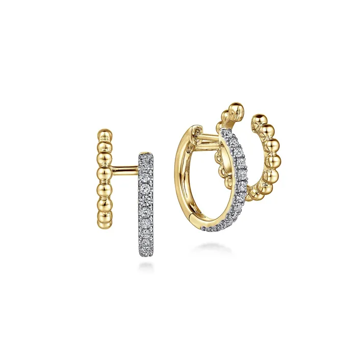 GABRIEL CO Gabriel 14K Yellow Gold 035ctw Contemporary Double Huggie Style Diamond Earrings Earrings GABRIEL CO Gabriel 14K Yellow Gold 035ctw Contemporary Double Huggie Style Diamond Earrings Earrings