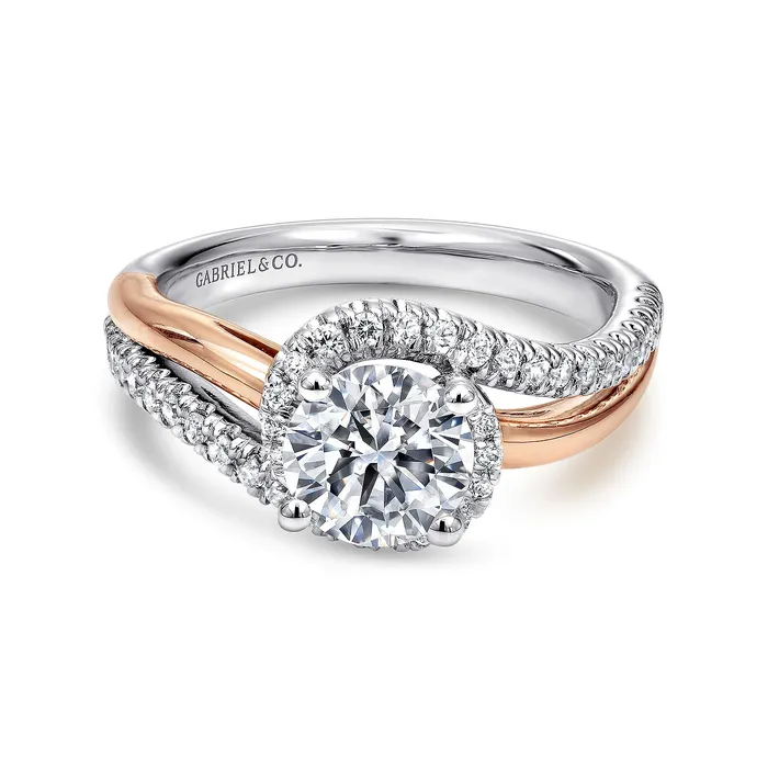 GABRIEL CO Rings Gabriel 14K White Rose Gold 030ctw Fancy Halo Style Diamond SemiMount Engagement Ring GABRIEL CO Rings Gabriel 14K White Rose Gold 030ctw Fancy Halo Style Diamond SemiMount Engagement Ring