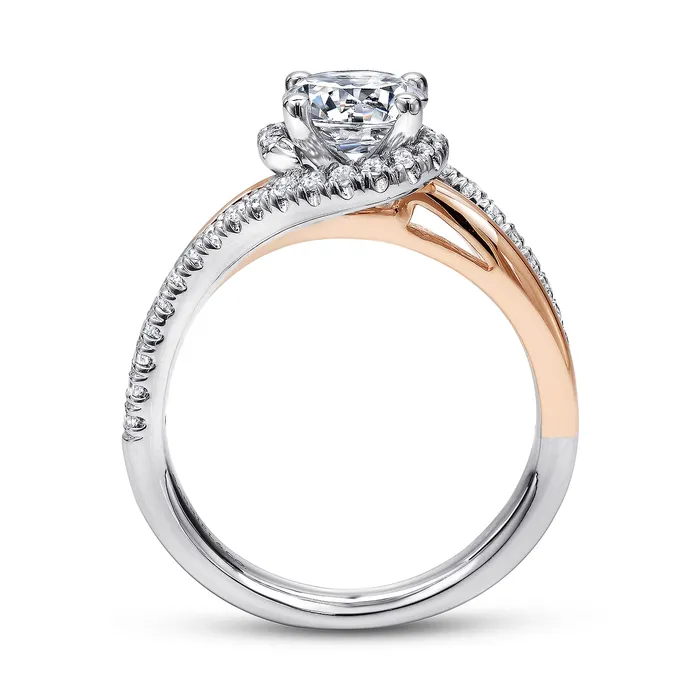 GABRIEL CO Rings Gabriel 14K White Rose Gold 030ctw Fancy Halo Style Diamond SemiMount Engagement Ring GABRIEL CO Rings Gabriel 14K White Rose Gold 030ctw Fancy Halo Style Diamond SemiMount Engagement Ring