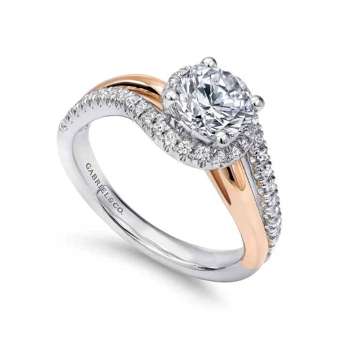 GABRIEL CO Rings Gabriel 14K White Rose Gold 030ctw Fancy Halo Style Diamond SemiMount Engagement Ring GABRIEL CO Rings Gabriel 14K White Rose Gold 030ctw Fancy Halo Style Diamond SemiMount Engagement Ring