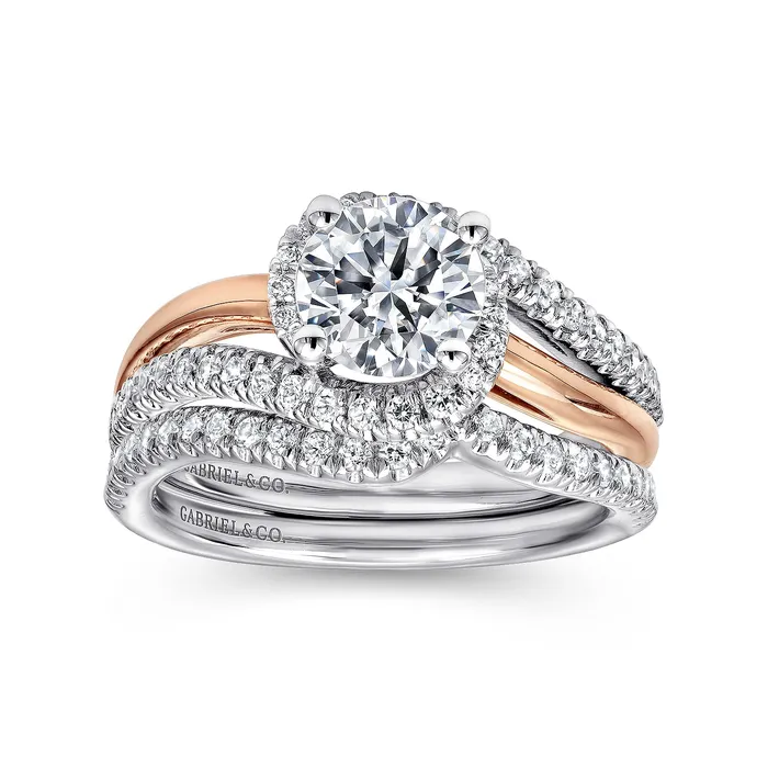 GABRIEL CO Rings Gabriel 14K White Rose Gold 030ctw Fancy Halo Style Diamond SemiMount Engagement Ring GABRIEL CO Rings Gabriel 14K White Rose Gold 030ctw Fancy Halo Style Diamond SemiMount Engagement Ring