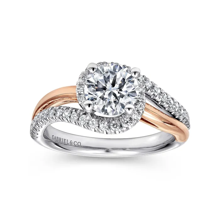GABRIEL CO Rings Gabriel 14K White Rose Gold 030ctw Fancy Halo Style Diamond SemiMount Engagement Ring GABRIEL CO Rings Gabriel 14K White Rose Gold 030ctw Fancy Halo Style Diamond SemiMount Engagement Ring