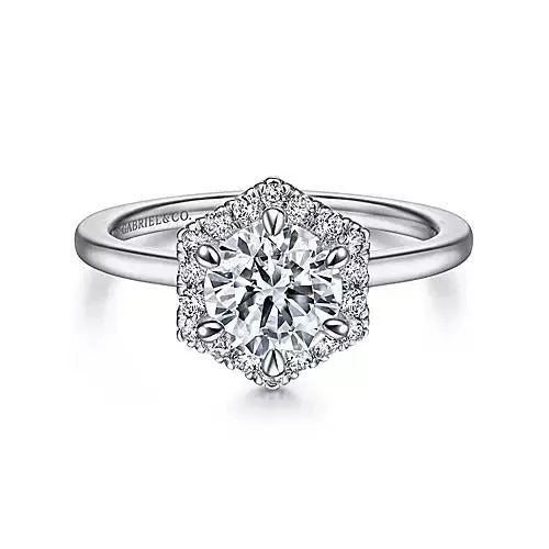 Gabriel Contemporary Collection 14K White Gold 15ctw Round Halo Style Diamond SemiMount Engagement Ring GABRIEL CO Rings