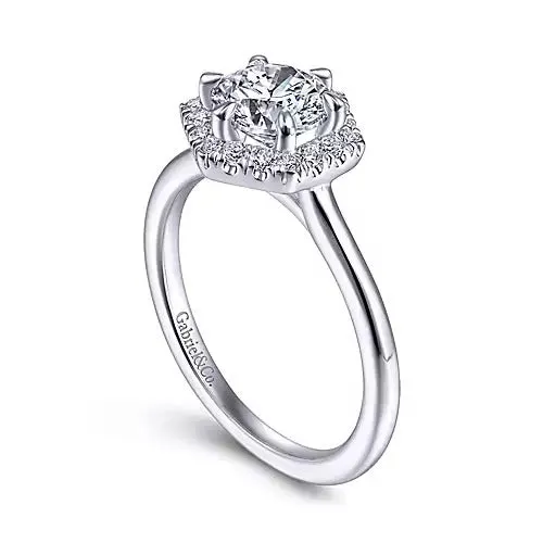 Gabriel Contemporary Collection 14K White Gold 15ctw Round Halo Style Diamond SemiMount Engagement Ring GABRIEL CO Rings Gabriel Contemporary Collection 14K White Gold 15ctw Round Halo Style Diamond SemiMount Engagement Ring GABRIEL CO Rings