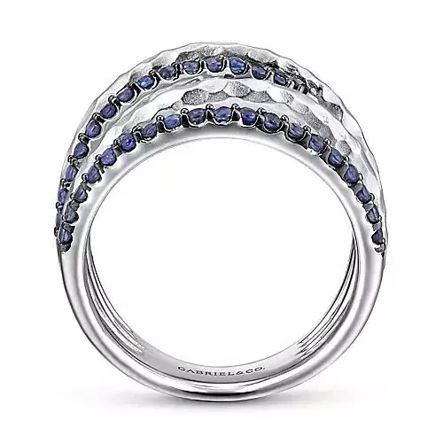 Gabriel Sterling Silver 109ctw Ribbon Style Sapphires Ring GABRIEL CO Rings Gabriel Sterling Silver 109ctw Ribbon Style Sapphires Ring GABRIEL CO Rings