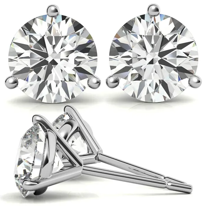GEMS ONE CORPRATION 14K White Gold 025ctw Diamond Stud Earrings in Three Prong Martini Settings Earrings GEMS ONE CORPRATION 14K White Gold 025ctw Diamond Stud Earrings in Three Prong Martini Settings Earrings