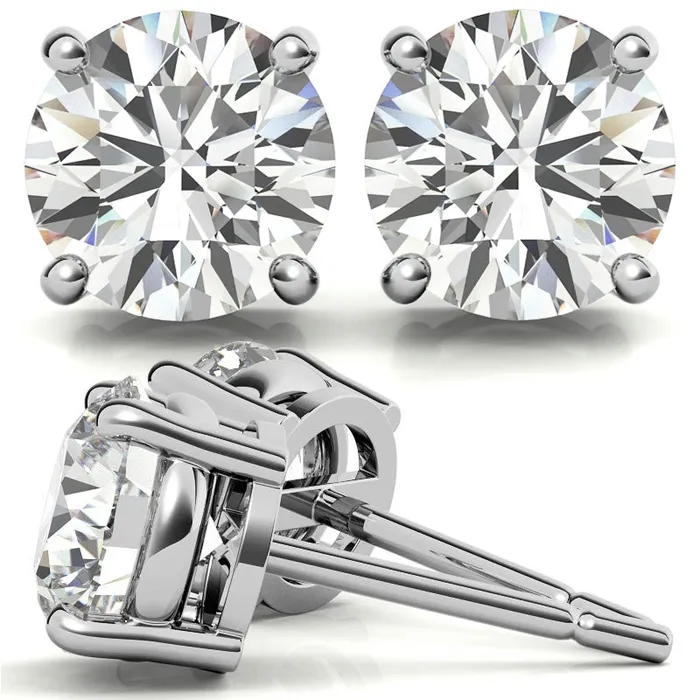 GEMS ONE CORPRATION 14K White Gold 2ctw Diamond Stud Earrings in Four Prong Basket Settings Earrings GEMS ONE CORPRATION 14K White Gold 2ctw Diamond Stud Earrings in Four Prong Basket Settings Earrings