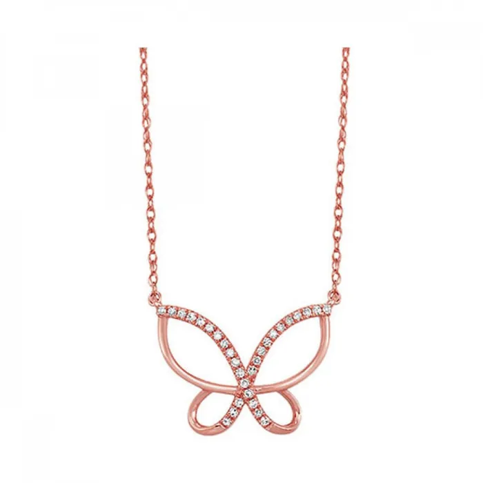 GEMS ONE CORPRATION Necklaces 10K Rose Gold 10ctw Butterfly Style Pendant