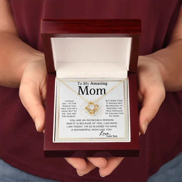 Gift for Mom From Son True Privilege To Mother From Son Beautiful Womens Pendant Necklace Great For Mothers Day Christmas or Her Birthday ShineOn Fulfillment Necklaces