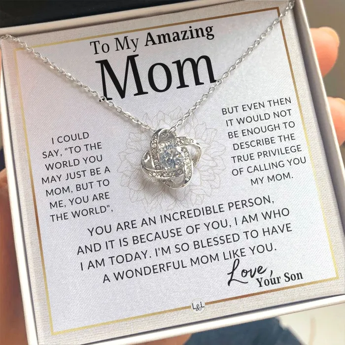 Gift for Mom From Son True Privilege To Mother From Son Beautiful Womens Pendant Necklace Great For Mothers Day Christmas or Her Birthday ShineOn Fulfillment Necklaces