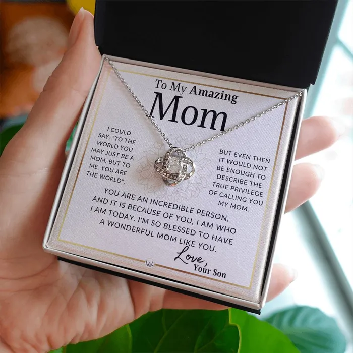 Gift for Mom From Son True Privilege To Mother From Son Beautiful Womens Pendant Necklace Great For Mothers Day Christmas or Her Birthday ShineOn Fulfillment Necklaces