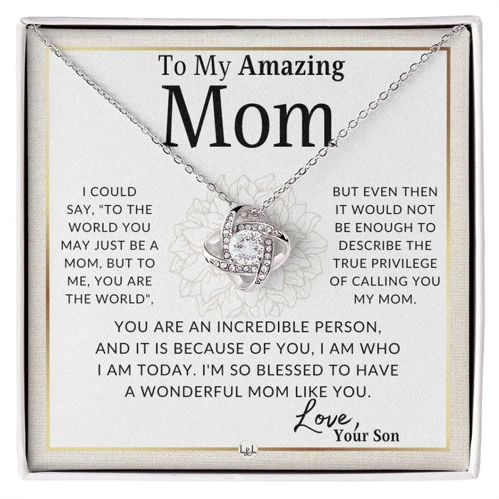 Gift for Mom From Son True Privilege To Mother From Son Beautiful Womens Pendant Necklace Great For Mothers Day Christmas or Her Birthday ShineOn Fulfillment Necklaces