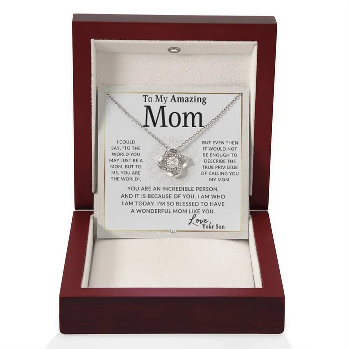 Gift for Mom From Son True Privilege To Mother From Son Beautiful Womens Pendant Necklace Great For Mothers Day Christmas or Her Birthday ShineOn Fulfillment Necklaces