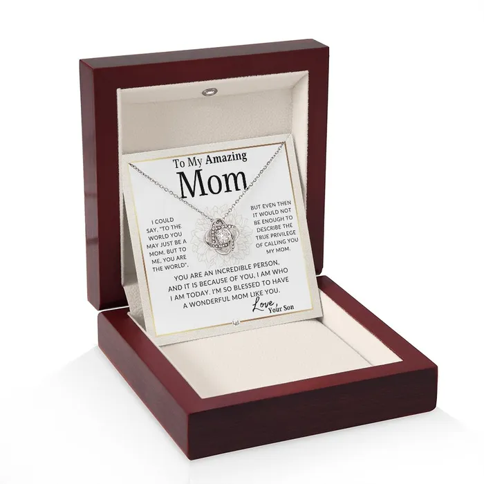 Gift for Mom From Son True Privilege To Mother From Son Beautiful Womens Pendant Necklace Great For Mothers Day Christmas or Her Birthday ShineOn Fulfillment Necklaces