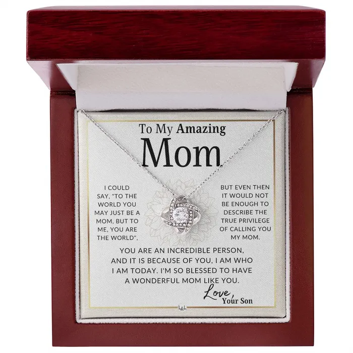 Gift for Mom From Son True Privilege To Mother From Son Beautiful Womens Pendant Necklace Great For Mothers Day Christmas or Her Birthday ShineOn Fulfillment Necklaces