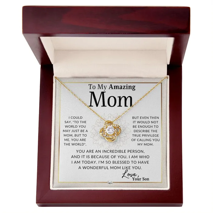 Gift for Mom From Son True Privilege To Mother From Son Beautiful Womens Pendant Necklace Great For Mothers Day Christmas or Her Birthday ShineOn Fulfillment Necklaces