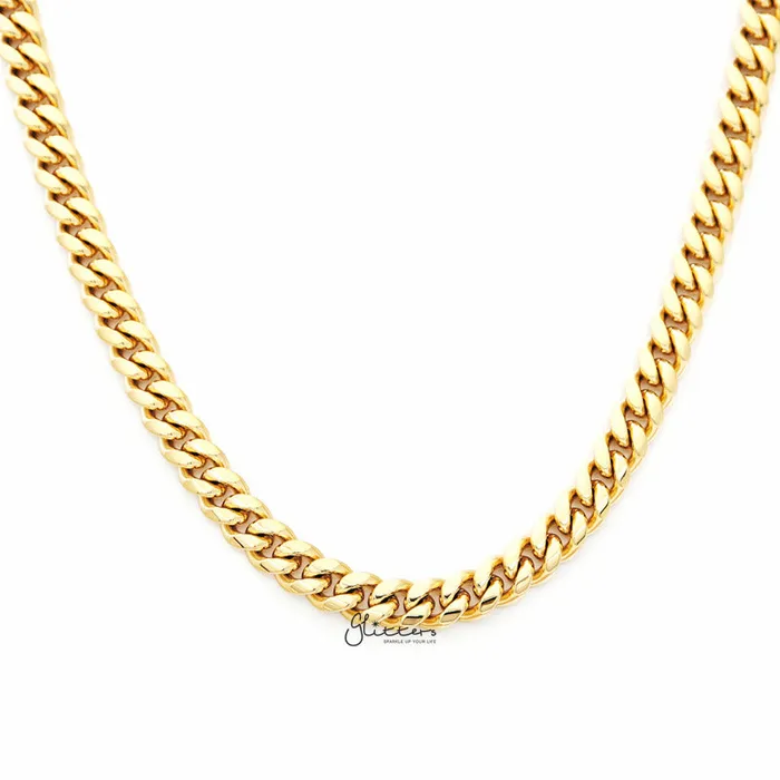Glitters 18K Gold Plated Stainless Steel Miami Cuban Curb Chain Necklace 6mm Width Necklaces Glitters 18K Gold Plated Stainless Steel Miami Cuban Curb Chain Necklace 6mm Width Necklaces