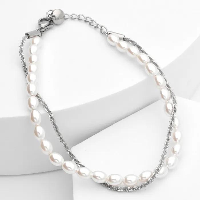 Glitters Bracelets Double Layered Womens Bracelet Silver