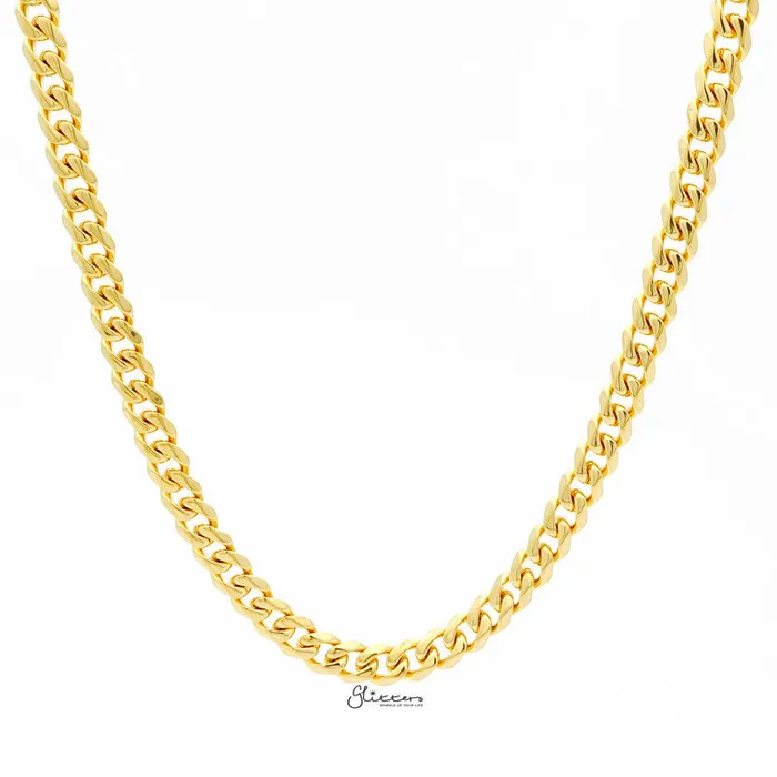 Glitters Bracelets Gold IP Stainless Steel Beveled Cuban Chain Necklaces 7mm width Glitters Bracelets Gold IP Stainless Steel Beveled Cuban Chain Necklaces 7mm width