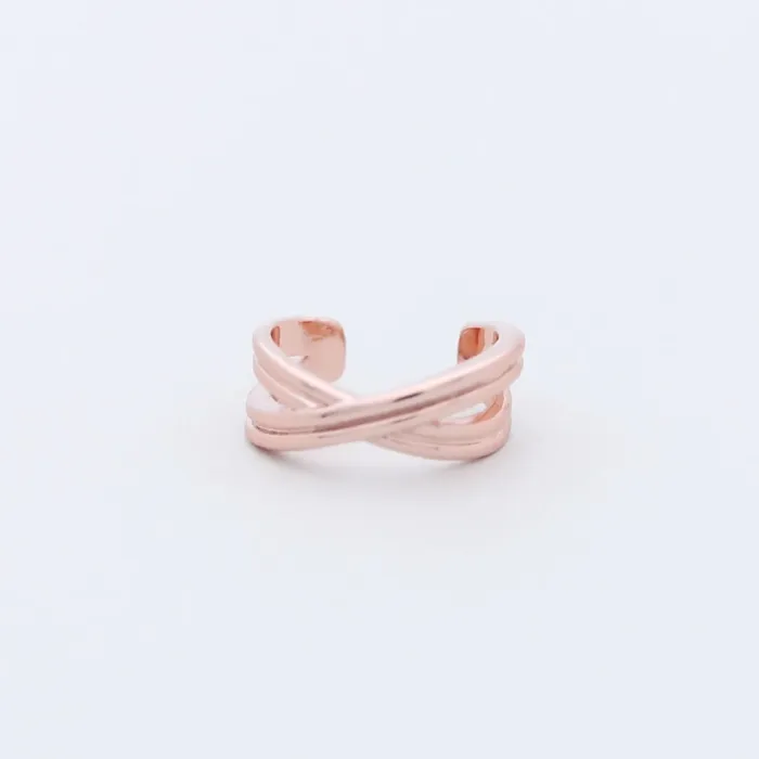 Glitters Cross Lines Ear Cuff Rose Gold Earrings