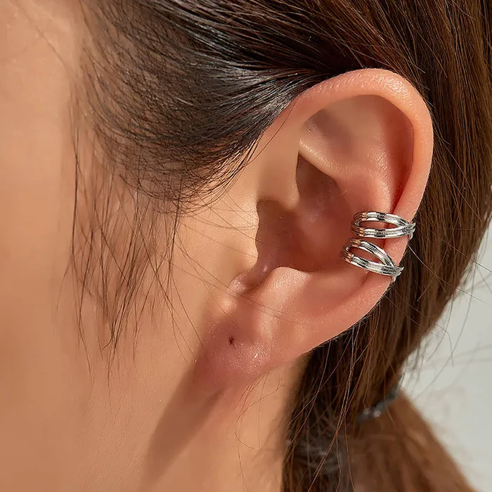 Glitters Cross Lines Ear Cuff Rose Gold Earrings