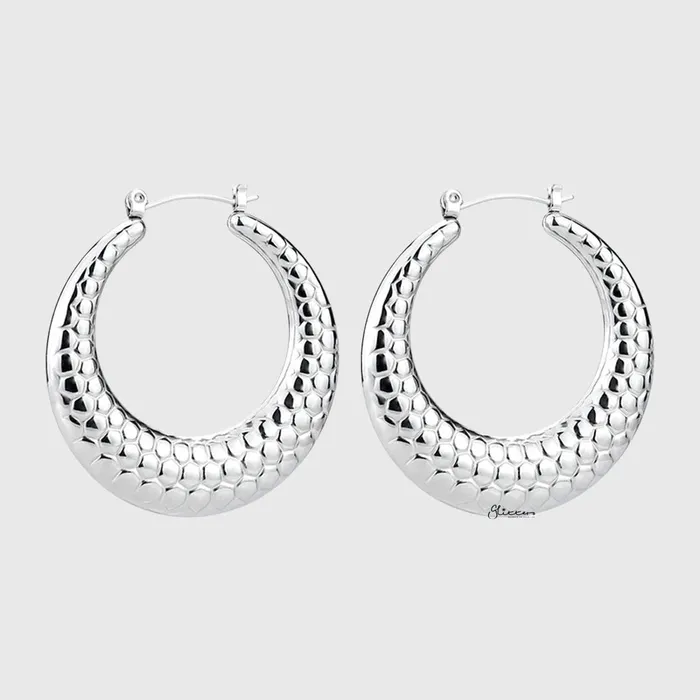 Glitters Earrings Stainless Steel Chunky Hoop Earrings Silver